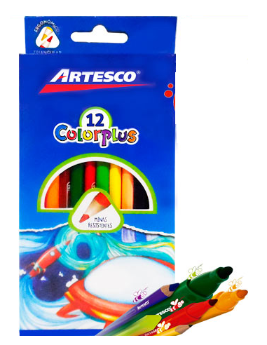 Crayones color plus Artesco 12 colores 