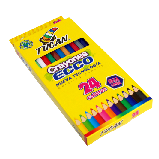 Crayones Ecco Tucan 24 Col. Madera Largos