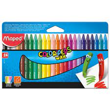 CAJA MAPED DE CRAYONES POLOR'PEPS WAX DE 24 COLORES